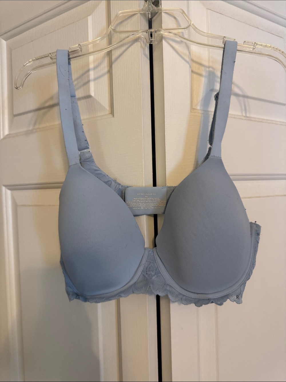 No Boundaries Light Blue Lace-Trim T-Shirt Bra - Padded Support